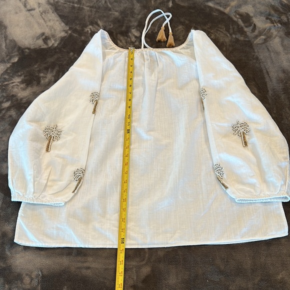 🎉Host Pick🎉Talbots Palm Embellished Linen Cotton Popover - Size 1X - Picture 12 of 15